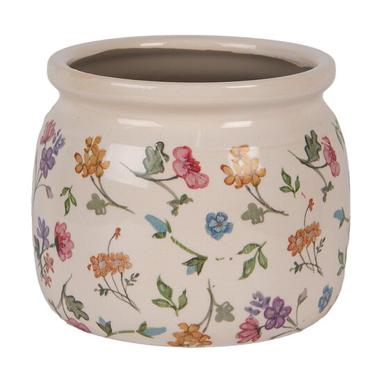 Clayre &amp; Eef   | Bloempot Binnen Beige Roze &oslash; 16x13 cm | 6CECFL0001M