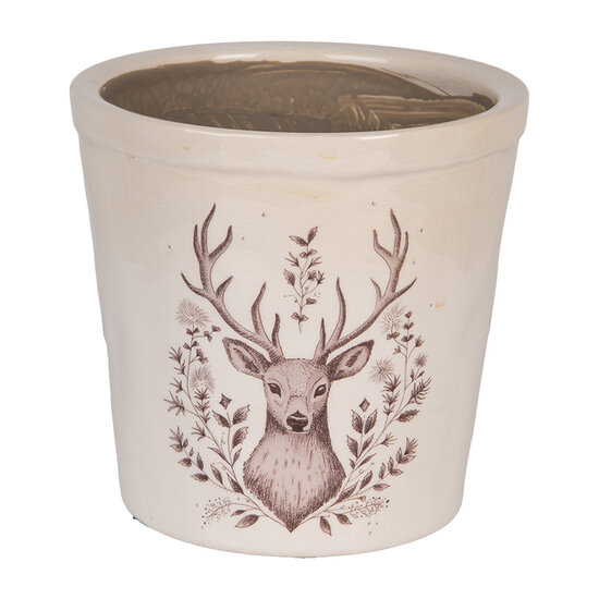 Clayre &amp; Eef   | Bloempot Binnen Beige Bruin &oslash; 17x16 cm | 6CEGTW0001L