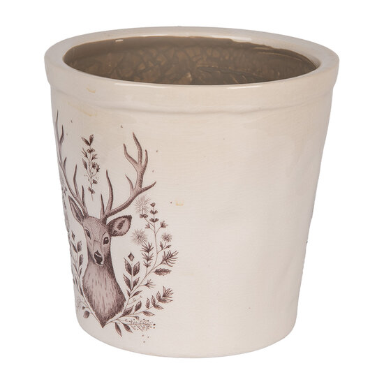 Clayre &amp; Eef   | Bloempot Binnen Beige Bruin &oslash; 17x16 cm | 6CEGTW0001L