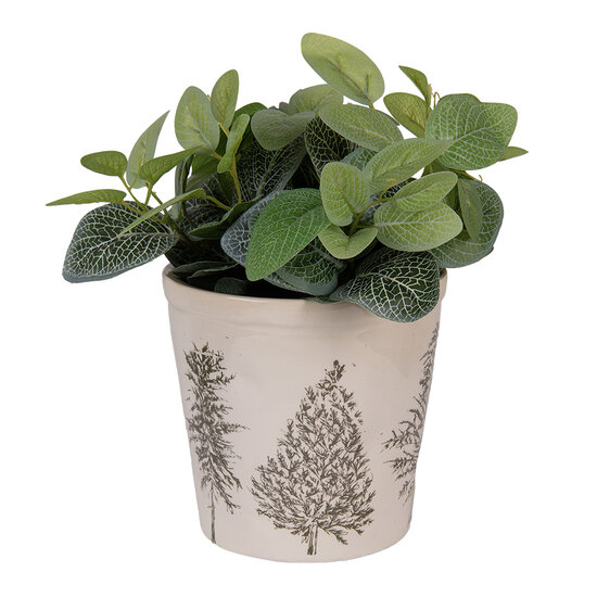Clayre & Eef | Bloempot Binnen Beige Groen ø 17x16 cm | 6CENPT0001L