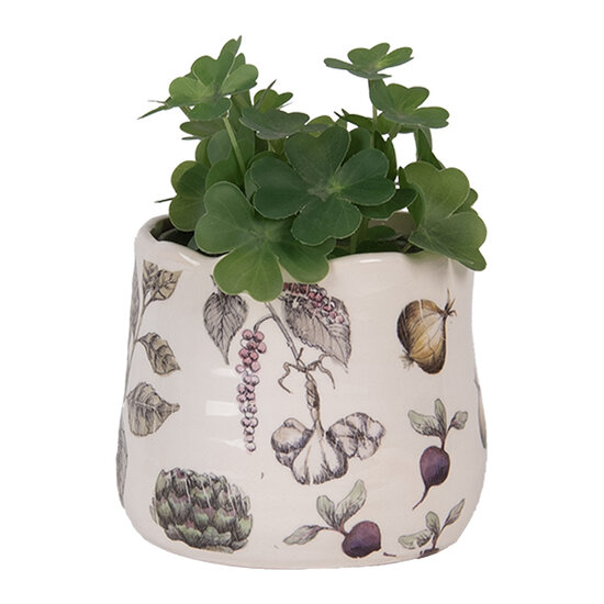 Clayre & Eef | Bloempot Binnen Beige Groen ø 11x10 cm | 6CETKG0001XS