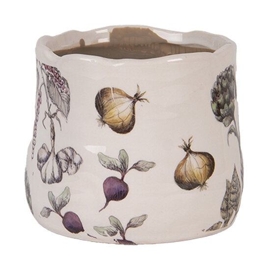 Clayre & Eef | Bloempot Binnen Beige Groen ø 11x10 cm | 6CETKG0001XS