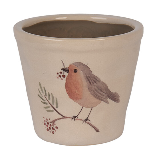 Clayre & Eef | Bloempot Binnen Beige Bruin ø 12x11 cm | 6CEVGP0001S
