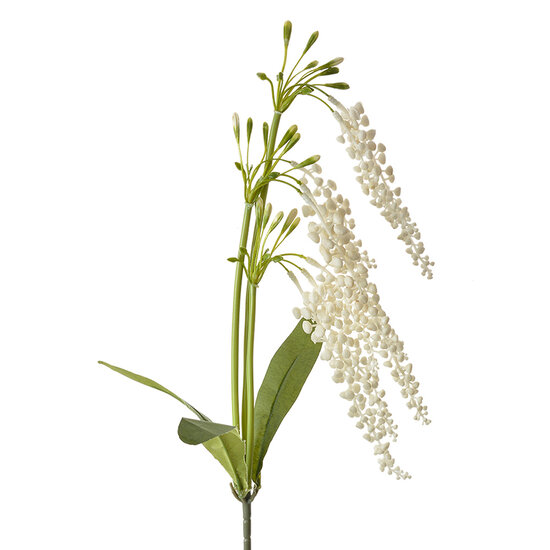 Clayre & Eef | Decoratie tak met bloemen Wit Groen 14x10x82 cm | 6PL0383W
