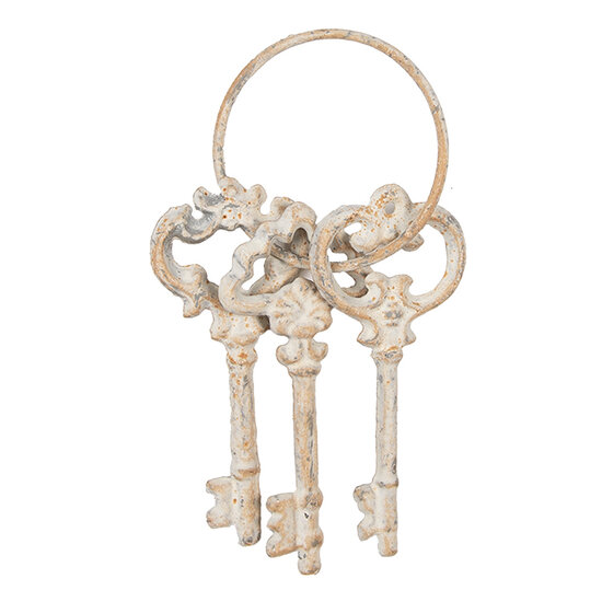 Clayre & Eef | Decoratie sleutelbos Beige Bruin 9x1x19 cm | 6Y5772