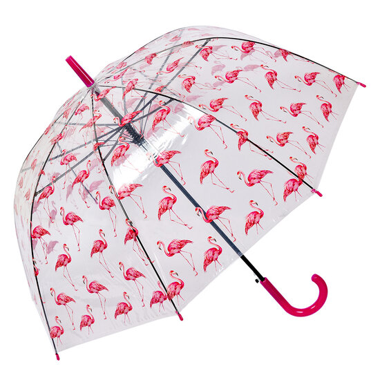 Clayre & Eef | Paraplu Volwassenen Transparant Roze ø 90x82 cm | JZUM0092