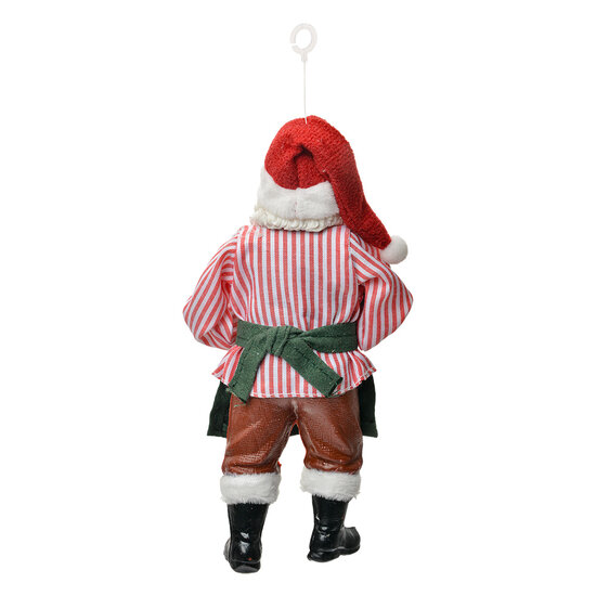 Clayre & Eef | Kerstdecoratie Hanger Kerstman Rood Groen 9x6x17 cm | 66241