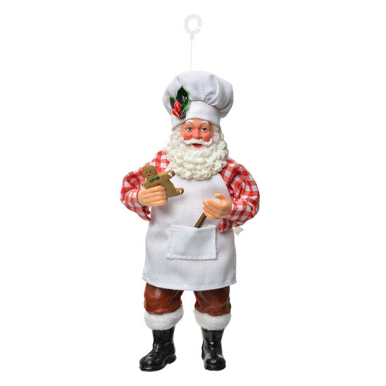 Clayre & Eef | Kerstdecoratie Hanger Kerstman Wit Rood 9x6x17 cm | 66243
