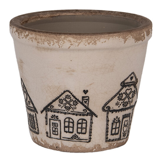 Clayre & Eef | Bloempot Binnen Beige Zwart ø 8x7 cm | 6CE2123XS