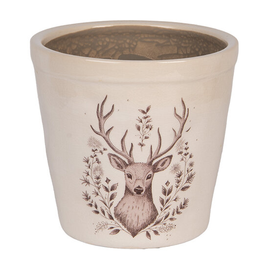 Clayre & Eef | Bloempot Binnen Beige Bruin ø 15x14 cm | 6CEGTW0001M