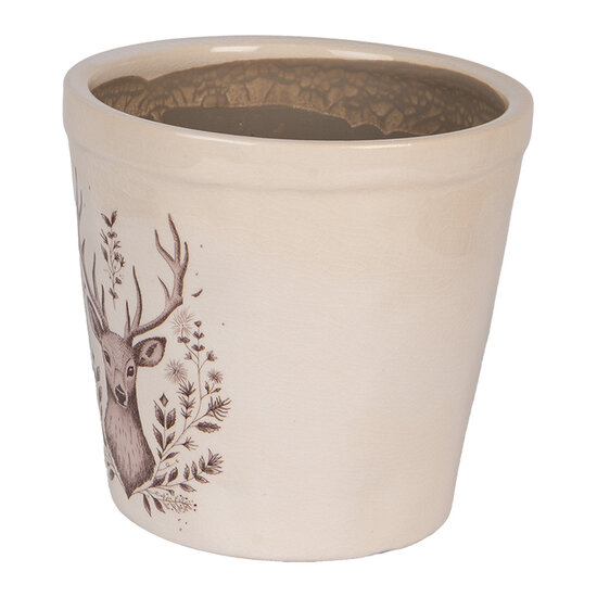 Clayre & Eef | Bloempot Binnen Beige Bruin ø 15x14 cm | 6CEGTW0001M