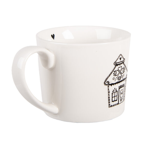 Clayre & Eef | Mok Wit Zwart12x8x7 cm / 275 ml | 6CEMU0185