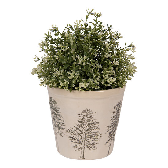 Clayre & Eef | Bloempot Binnen Beige Groen ø 15x14 cm | 6CENPT0001M