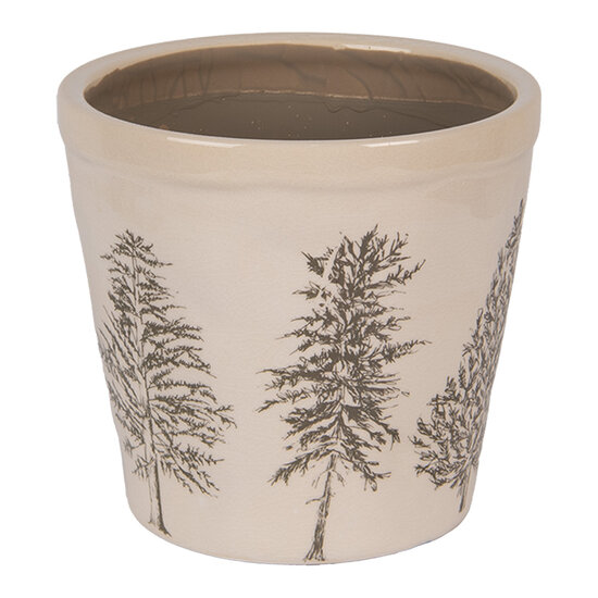 Clayre & Eef | Bloempot Binnen Beige Groen ø 15x14 cm | 6CENPT0001M