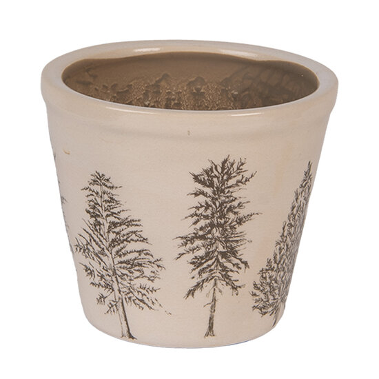 Clayre & Eef | Bloempot Binnen Beige Groen ø 12x11 cm | 6CENPT0001S