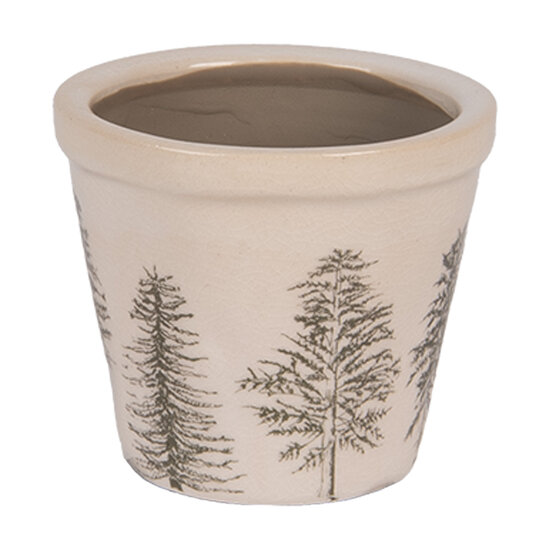 Clayre & Eef | Bloempot Binnen Beige Groen ø 8x7 cm | 6CENPT0001XS