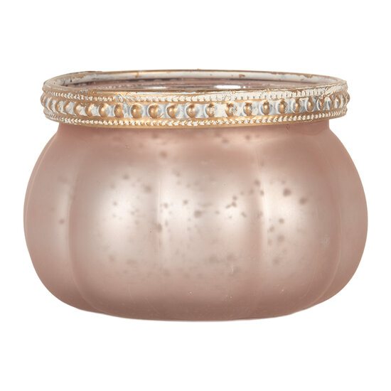 Clayre & Eef | Glazen Theelichthouder Roze ø 9x6 cm | 6GL5213