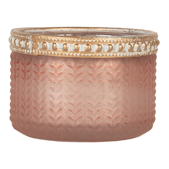 Clayre & Eef | Glazen Theelichthouder Roze ø 7x4 cm | 6GL5214