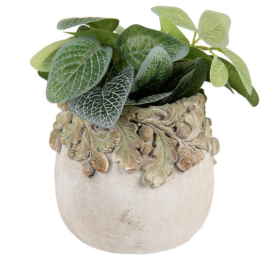 Clayre & Eef | Bloempot Binnen Beige Groen ø 15x13 cm | 6TE0573S