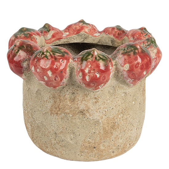 Clayre & Eef | Bloempot Binnen Beige Rood ø 15x11 cm | 6TE0588M