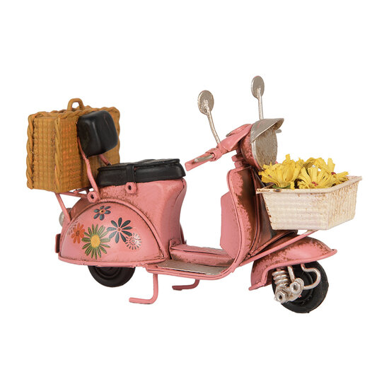 Clayre & Eef | Decoratie Miniatuur Scooter Roze Beige 12x6x8 cm | 6Y5879