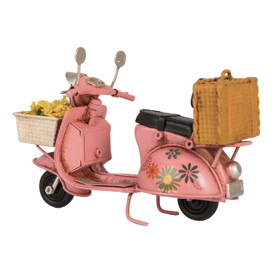 Clayre & Eef | Decoratie Miniatuur Scooter Roze Beige 12x6x8 cm | 6Y5879