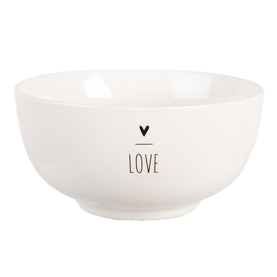 Clayre & Eef | Soepkom Wit Zwart ø 14x7 cm / 500 ml | BHSBO0001