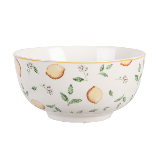 Clayre & Eef | Soepkom Wit Geel ø 14x7 cm / 500 ml | LELBO