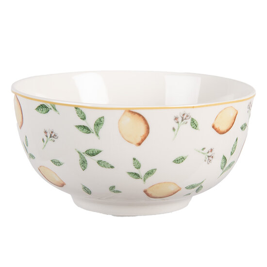 Clayre & Eef | Soepkom Wit Geel ø 14x7 cm / 500 ml | LELBO