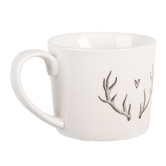 Clayre & Eef | Mok Wit Grijs 12x8x7 cm / 275 ml | NWVMU