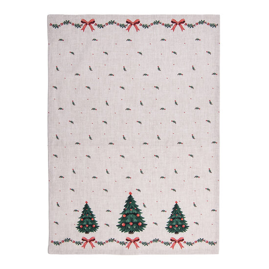Clayre & Eef | Theedoek Beige Groen Rood 50x70 cm | TCH42