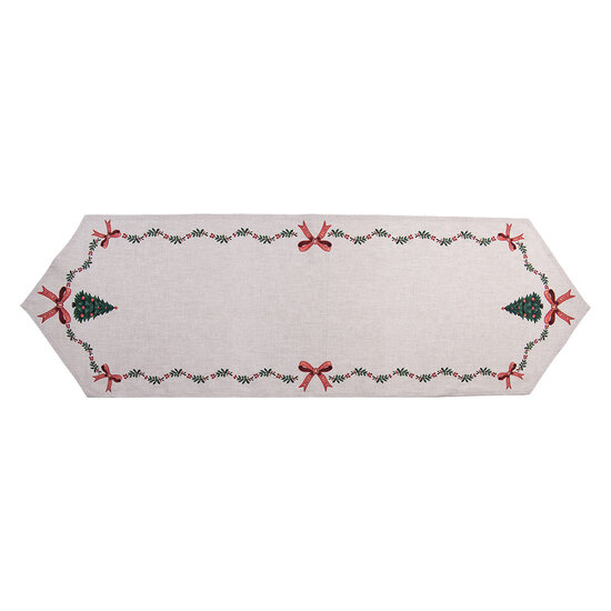 Clayre & Eef | Tafelloper Beige Groen Rood 50x160 cm | TCH65