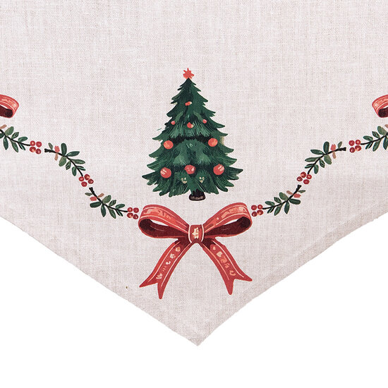Clayre & Eef | Tafelloper Beige Groen Rood 50x160 cm | TCH65