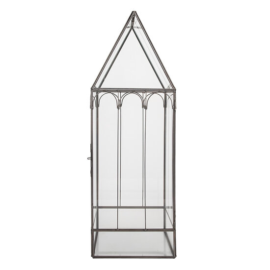 Clayre & Eef | Decoratie Kweekkasje Transparant Zwart 15x15x45 cm | 5GL0021