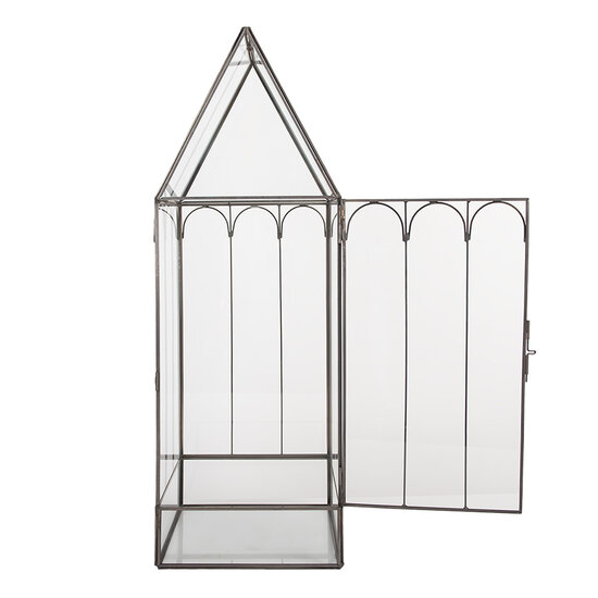 Clayre & Eef | Decoratie Kweekkasje Transparant Zwart 15x15x45 cm | 5GL0021