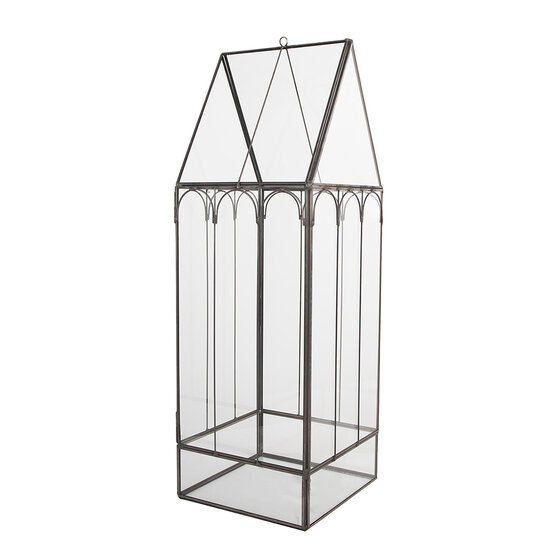 Clayre & Eef | Decoratie Kweekkasje Transparant Zwart 15x15x45 cm | 5GL0021