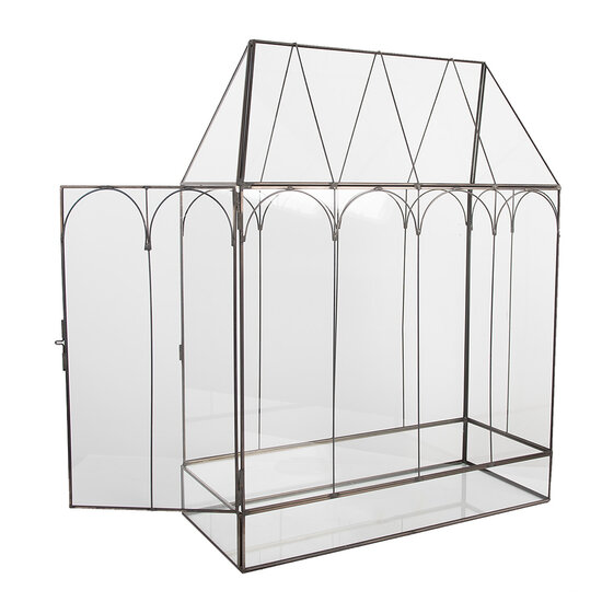 Clayre & Eef | Decoratie Kweekkasje Transparant Zwart 35x15x46 cm | 5GL0022