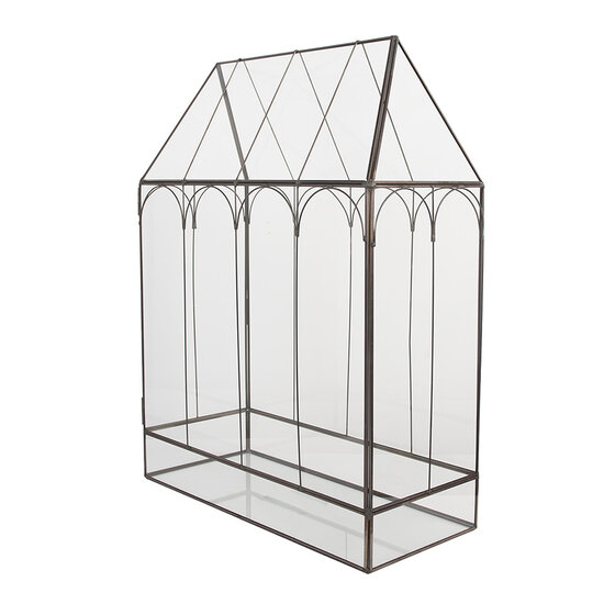 Clayre & Eef | Decoratie Kweekkasje Transparant Zwart 35x15x46 cm | 5GL0022
