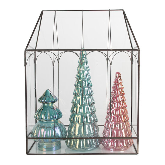 Clayre & Eef | Decoratie Kweekkasje Transparant Zwart 35x15x46 cm | 5GL0022