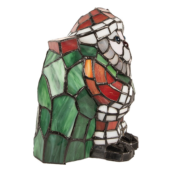 Clayre & Eef | Tiffany Tafellamp Kerstman Rood Wit 17x11x22 cm E14/max 1x25W | 5LL-9360