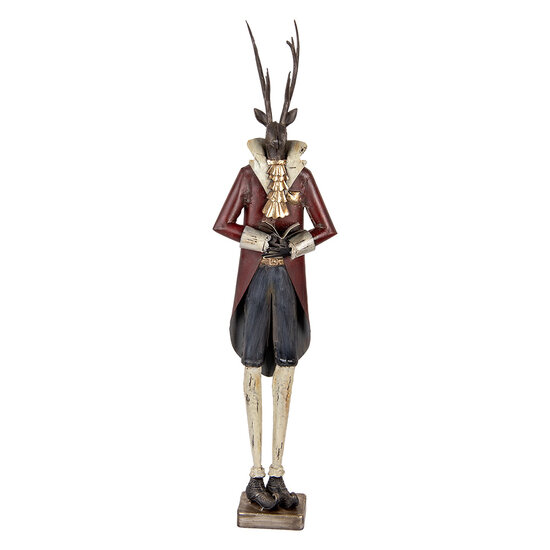 Clayre & Eef | Decoratie Hert Bruin Rood 19x15x83 cm | 5Y1314