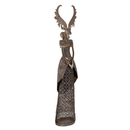 Clayre & Eef | Decoratie Rendier Bruin Grijs 20x11x81 cm | 5Y1329