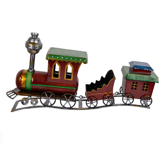 Clayre & Eef | Decoratie Trein Rood Groen 70x15x36 cm | 5Y1335