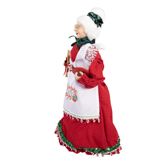 Clayre & Eef | Kerstdecoratie Kerstvrouw Rood Wit 18x18x46 cm | 66226