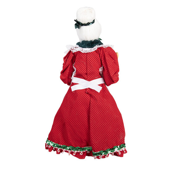 Clayre & Eef | Kerstdecoratie Kerstvrouw Rood Wit 18x18x46 cm | 66226