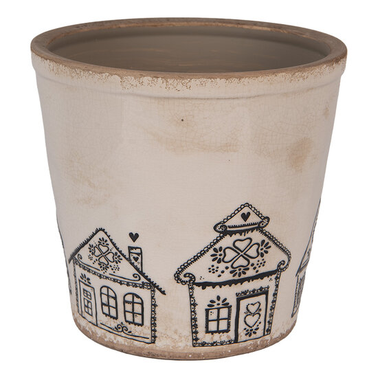 Clayre & Eef | Bloempot Binnen Beige Zwart ø 21x20 cm | 6CE2123XL