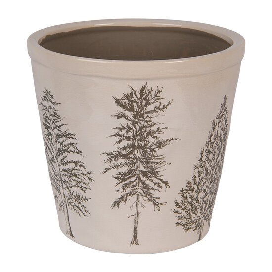 Clayre & Eef | Bloempot Binnen Beige Groen ø 21x20 cm | 6CENPT0001XL