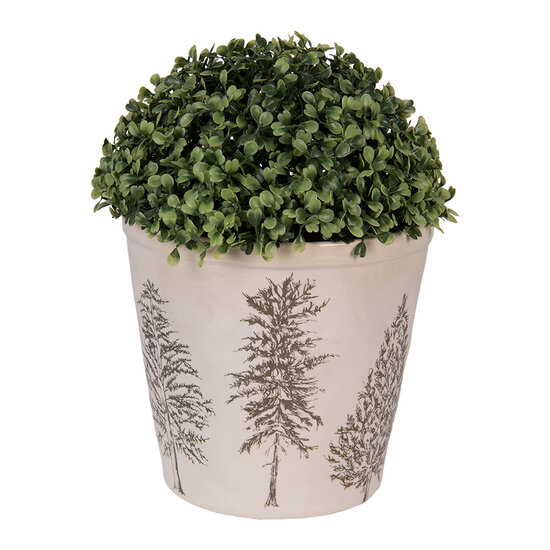 Clayre & Eef | Bloempot Binnen Beige Groen ø 21x20 cm | 6CENPT0001XL
