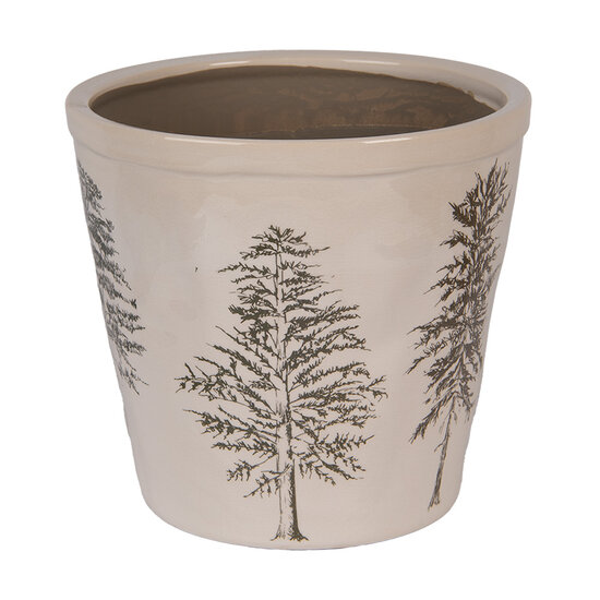 Clayre & Eef | Bloempot Binnen Beige Groen ø 21x20 cm | 6CENPT0001XL