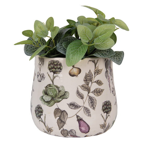 Clayre & Eef | Bloempot Binnen Beige Groen ø 21x19 cm | 6CETKG0001L